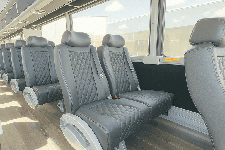 interior of North Port Minibus Company charter bus