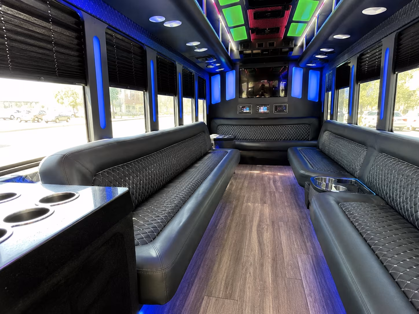 north port 15 passenger party bus inside