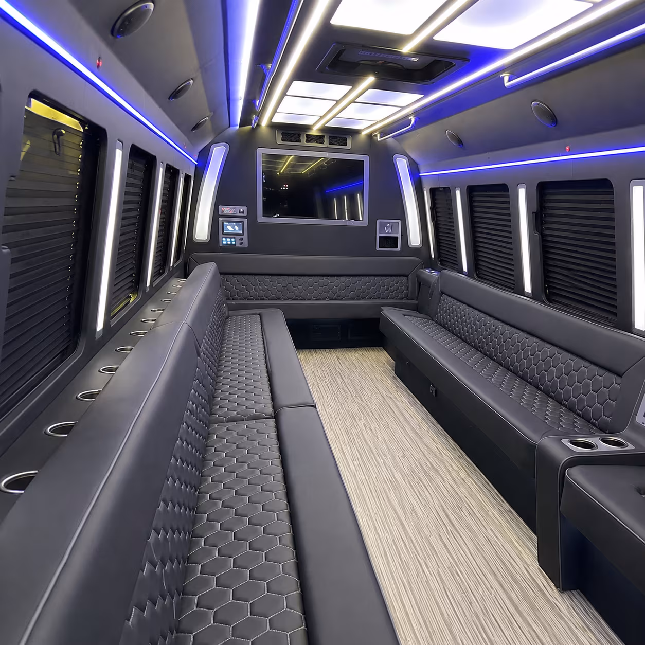 north port 40 passenger party bus inside